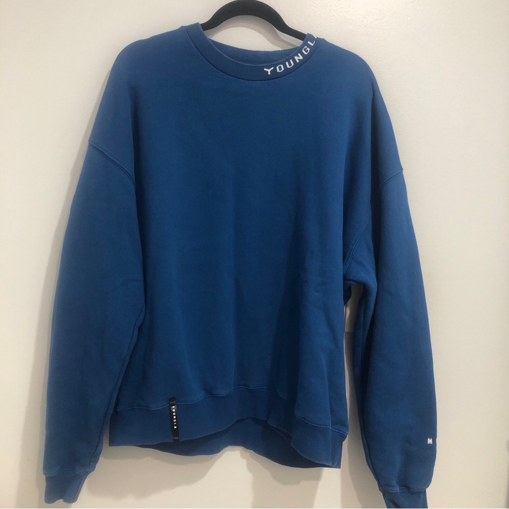 YoungLA Crewneck Sweatshirt Men’s Pullover Blue Logo Size Large Cotton